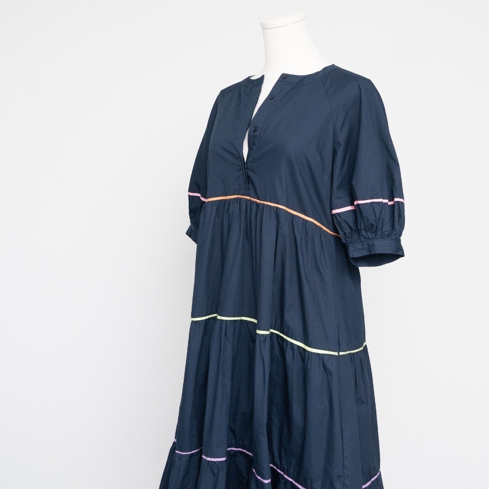 English Factory | Short Puff Sleeve Dress with Piping Detail - Picture 7 of 14